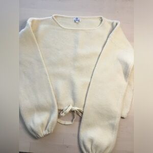 Pink Diamond Women's Buttercream yellow Sweater with Tie Detail